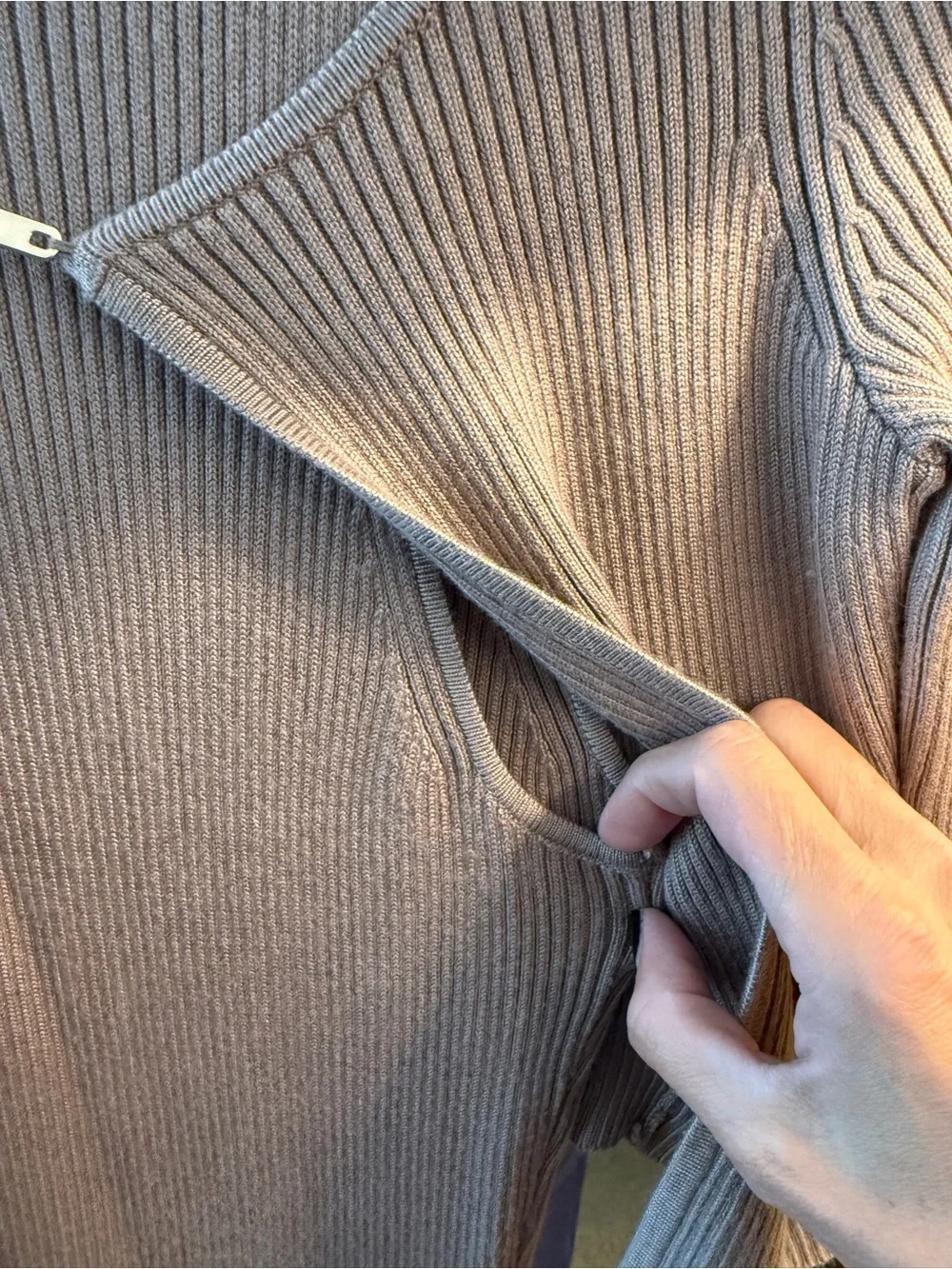Abercrombie & Fitch Ribbed Maxi Dress with Cropped Cardigan - Taupe